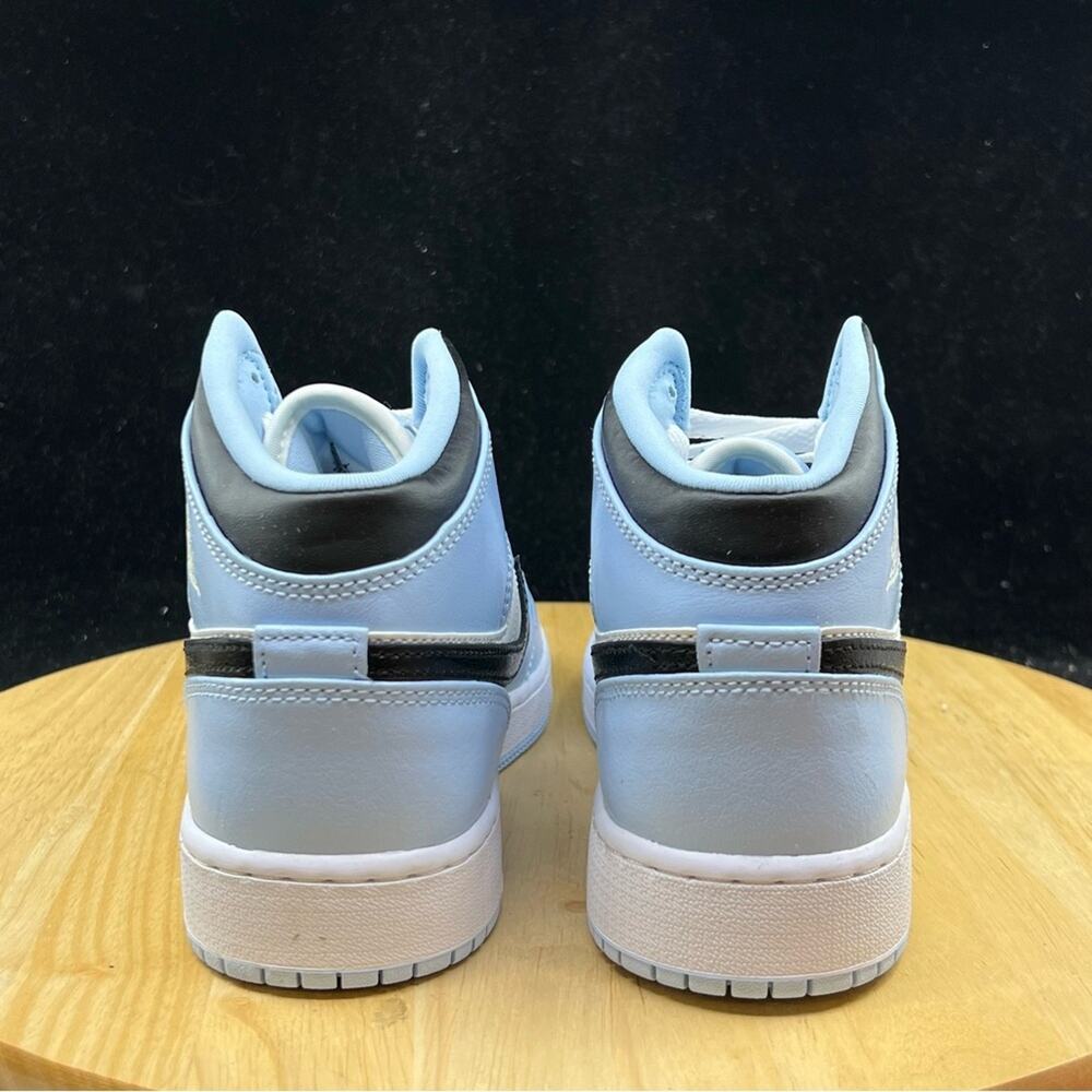 Nike Air Jordan 1 Mid Ice Blue Black Sail White UNC 555112-401 Size 5.5Y/ 7W New - Picture 9 of 9